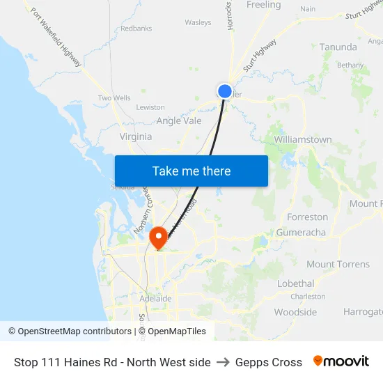 Stop 111 Haines Rd - North West side to Gepps Cross map