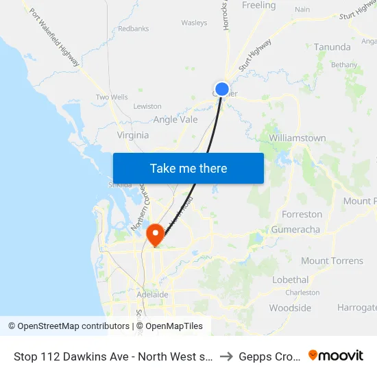 Stop 112 Dawkins Ave - North West side to Gepps Cross map
