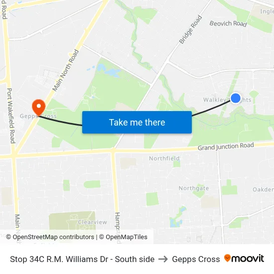Stop 34C R.M. Williams Dr - South side to Gepps Cross map