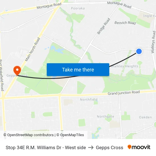 Stop 34E R.M. Williams Dr - West side to Gepps Cross map