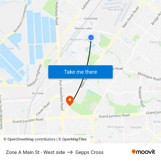 Zone A Main St - West side to Gepps Cross map