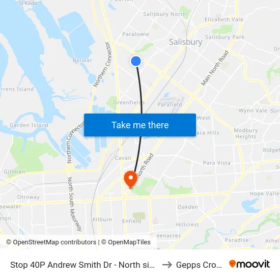 Stop 40P Andrew Smith Dr - North side to Gepps Cross map
