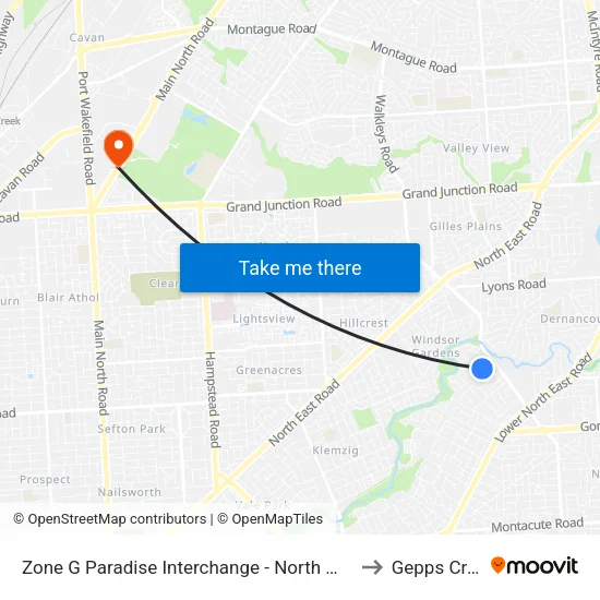 Zone G Paradise Interchange - North West side to Gepps Cross map