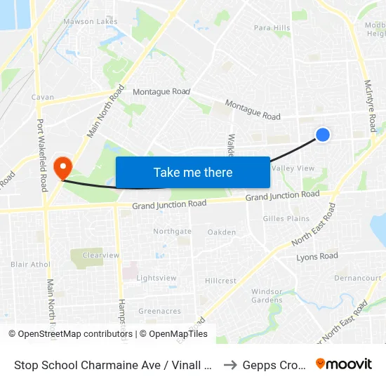Stop School Charmaine Ave / Vinall Rd to Gepps Cross map