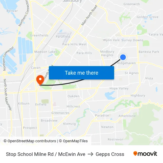 Stop School Milne Rd / McEwin Ave to Gepps Cross map