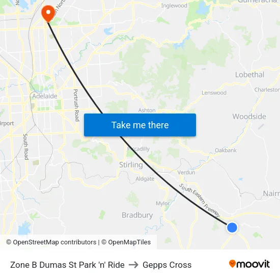 Zone B Dumas St Park 'n' Ride to Gepps Cross map