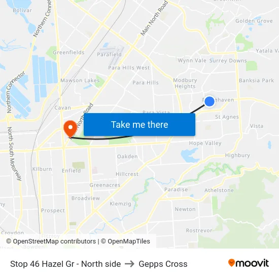 Stop 46 Hazel Gr - North side to Gepps Cross map