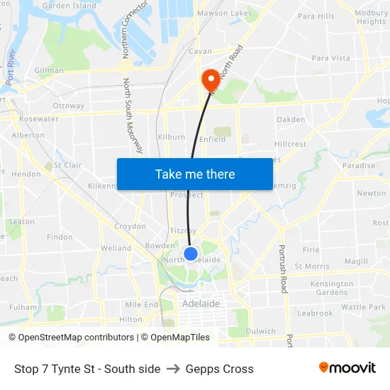 Stop 7 Tynte St - South side to Gepps Cross map