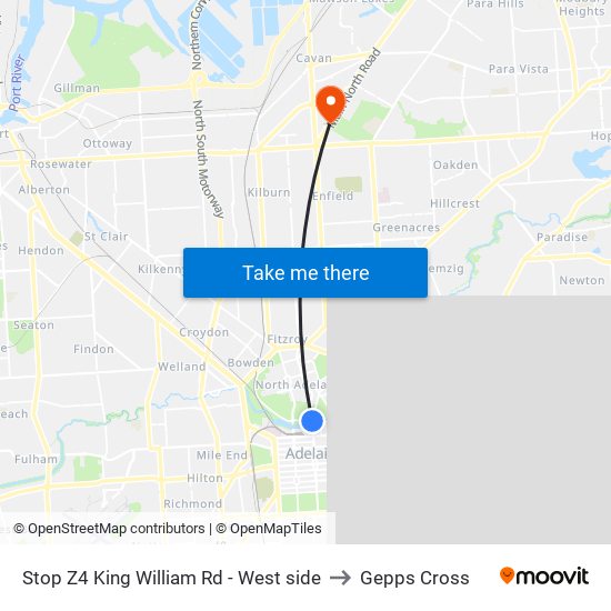 Stop Z4 King William Rd - West side to Gepps Cross map