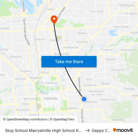 Stop School Marryatville High School Kensington Rd to Gepps Cross map