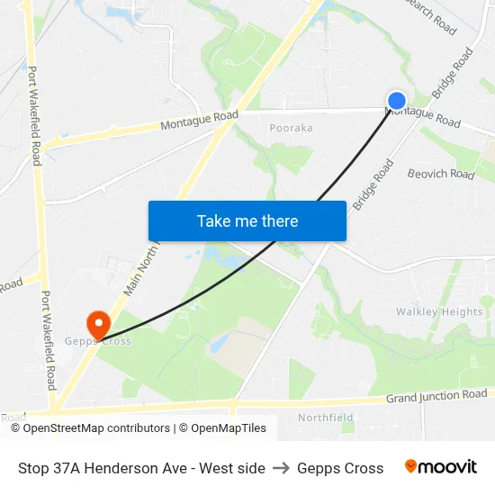 Stop 37A Henderson Ave - West side to Gepps Cross map