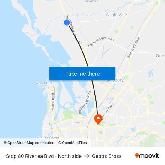 Stop 80 Riverlea Blvd - North side to Gepps Cross map