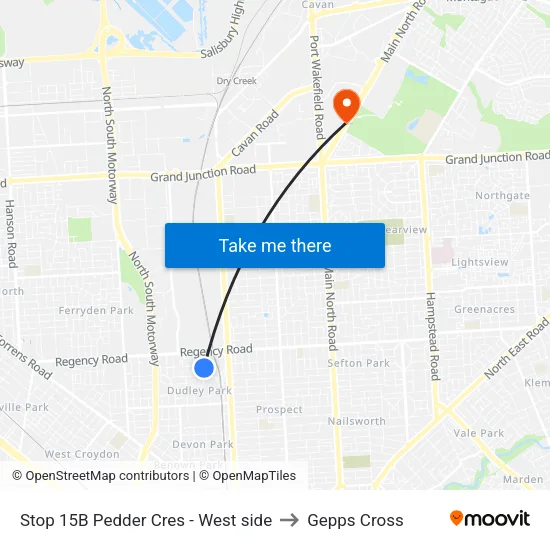 Stop 15B Pedder Cres - West side to Gepps Cross map