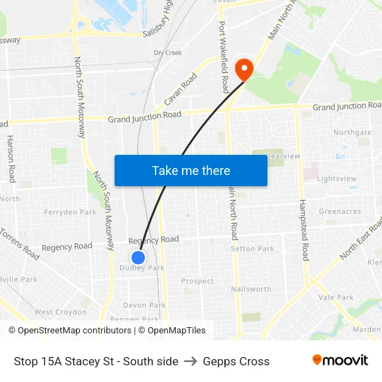 Stop 15A Stacey St - South side to Gepps Cross map