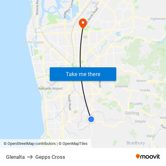 Glenalta to Gepps Cross map