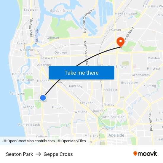 Seaton Park to Gepps Cross map