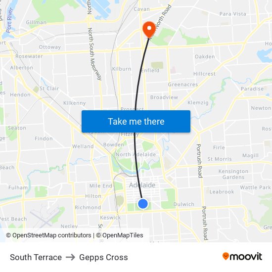 South Terrace to Gepps Cross map