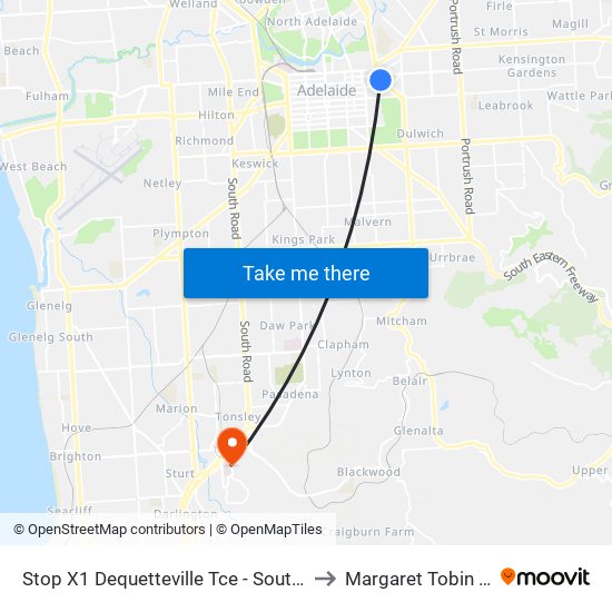 Stop X1 Dequetteville Tce - South West side to Margaret Tobin Centre map