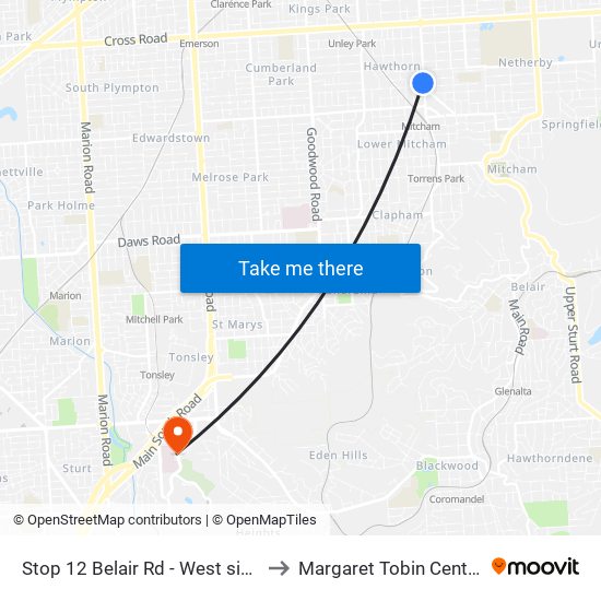 Stop 12 Belair Rd - West side to Margaret Tobin Centre map