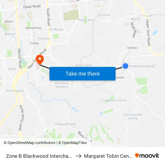 Zone B Blackwood Interchange to Margaret Tobin Centre map