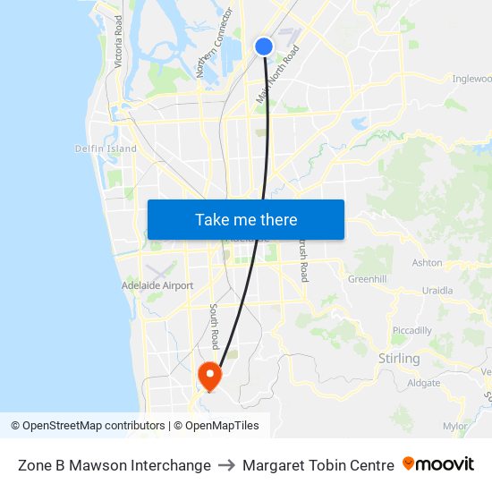 Zone B Mawson Interchange to Margaret Tobin Centre map