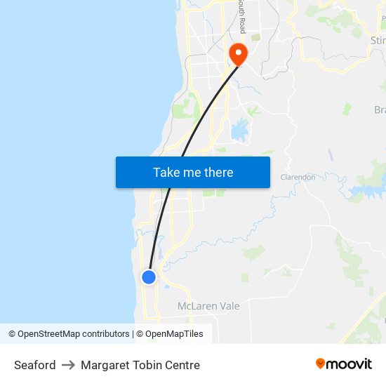 Seaford to Margaret Tobin Centre map