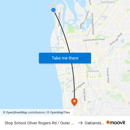Stop School Oliver Rogers Rd / Outer Harbor Railway to Oaklands Park map