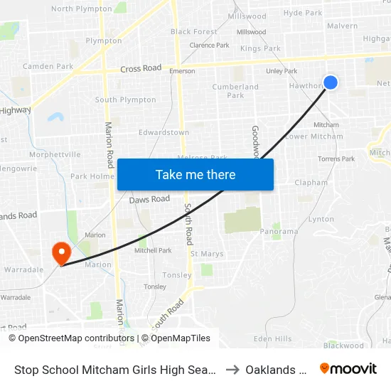 Stop School Mitcham Girls High Seafield Av to Oaklands Park map