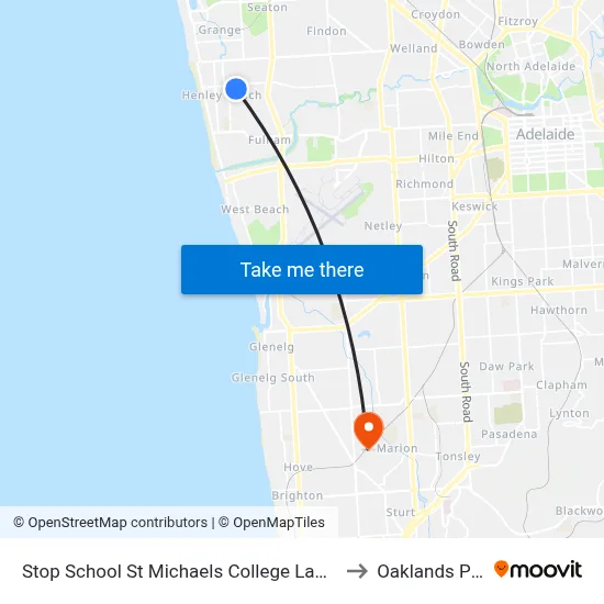 Stop School St Michaels College Lawrie St to Oaklands Park map