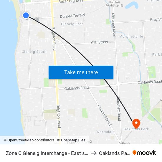 Zone C Colley Tce - East side to Oaklands Park map