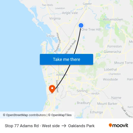 Stop 77 Adams Rd - West side to Oaklands Park map