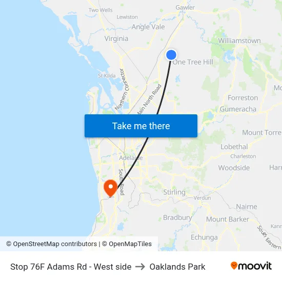 Stop 76F Adams Rd - West side to Oaklands Park map