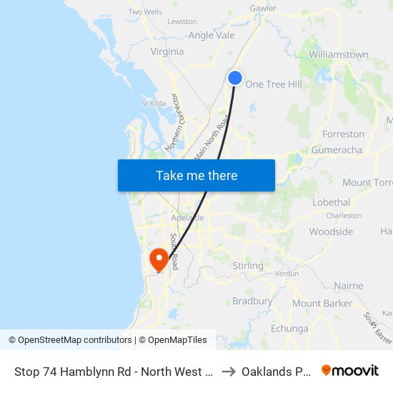 Stop 74 Hamblynn Rd - North West side to Oaklands Park map