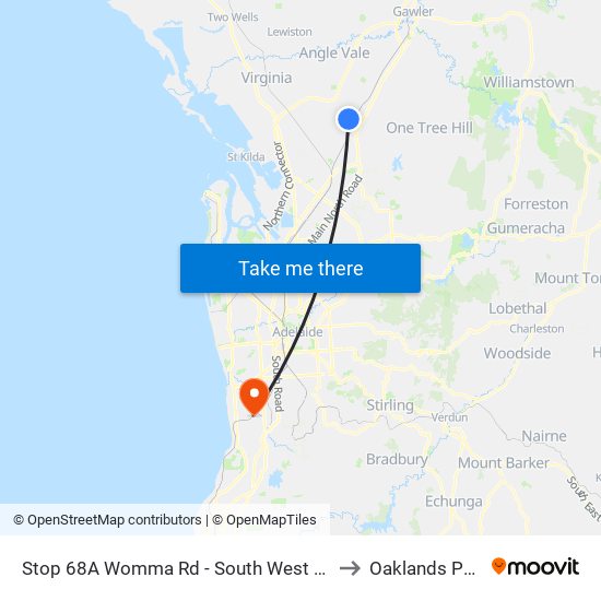 Stop 68A Womma Rd - South West side to Oaklands Park map