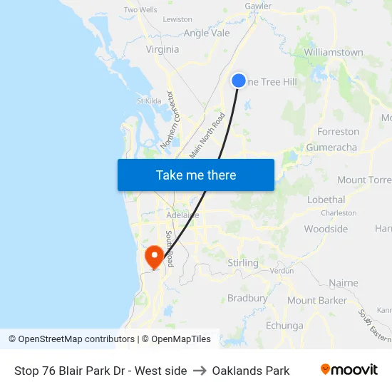 Stop 76 Blair Park Dr - West side to Oaklands Park map