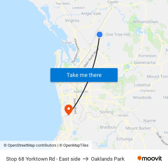 Stop 68 Yorktown Rd - East side to Oaklands Park map