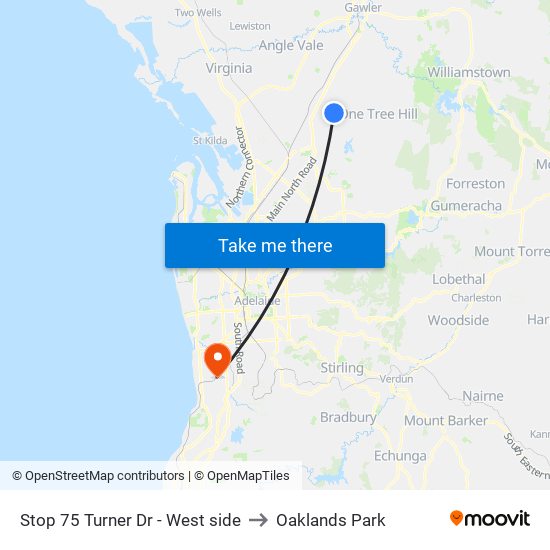 Stop 75 Turner Dr - West side to Oaklands Park map