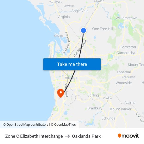 Zone C Elizabeth Interchange to Oaklands Park map