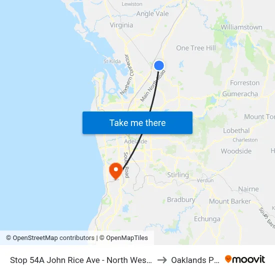 Stop 54A John Rice Ave - North West side to Oaklands Park map