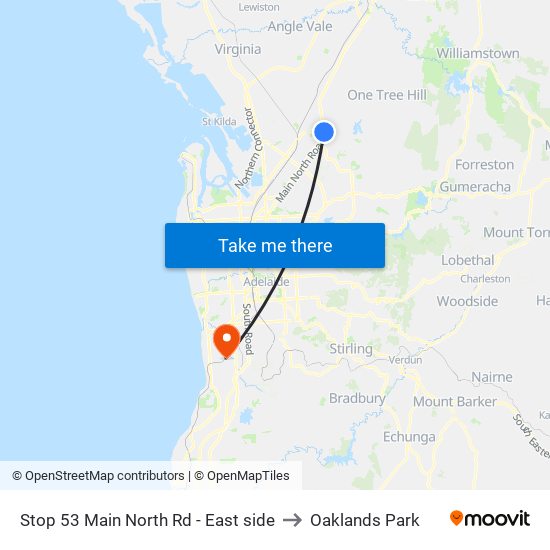 Stop 53 Main North Rd - East side to Oaklands Park map