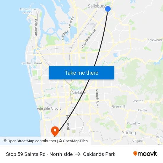 Stop 59 Saints Rd - North side to Oaklands Park map