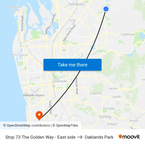 Stop 73 The Golden Way - East side to Oaklands Park map