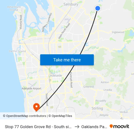Stop 77 Golden Grove Rd - South side to Oaklands Park map