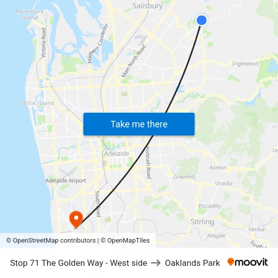 Stop 71 The Golden Way - West side to Oaklands Park map
