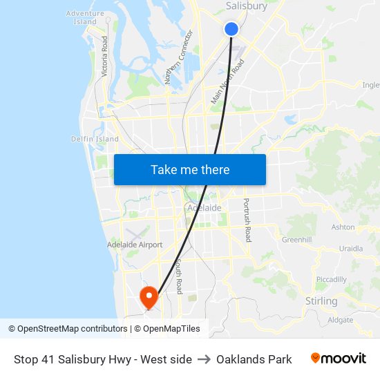 Stop 41 Salisbury Hwy - West side to Oaklands Park map