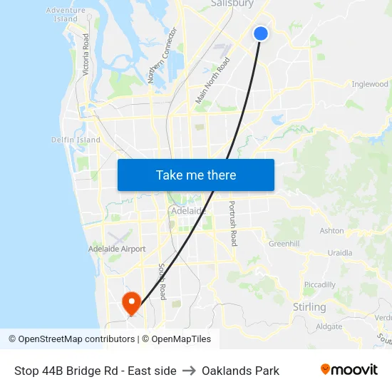 Stop 44B Bridge Rd - East side to Oaklands Park map