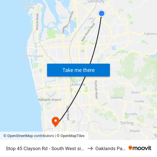 Stop 45 Clayson Rd - South West side to Oaklands Park map