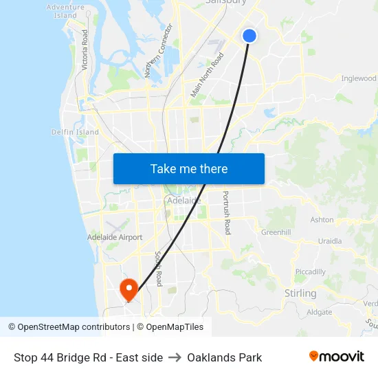 Stop 44 Bridge Rd - East side to Oaklands Park map