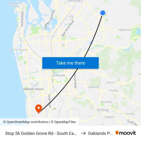 Stop 56 Golden Grove Rd - South East side to Oaklands Park map