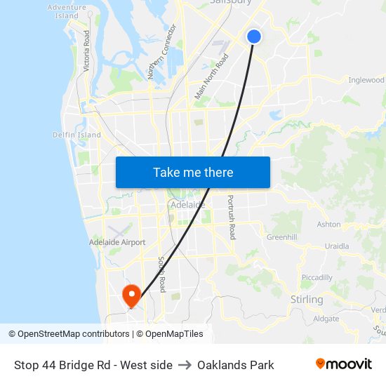 Stop 44 Bridge Rd - West side to Oaklands Park map